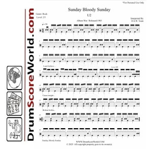 U2 – Sunday Bloody Sunday | Drum Sheet